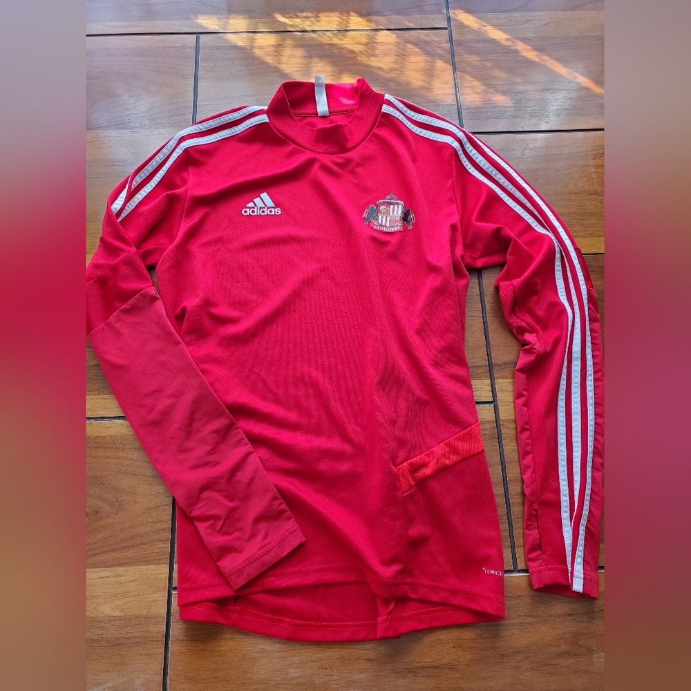 adidas Sunderland Men's Long-Sleeve Soccer Training Jersey with White Stripes